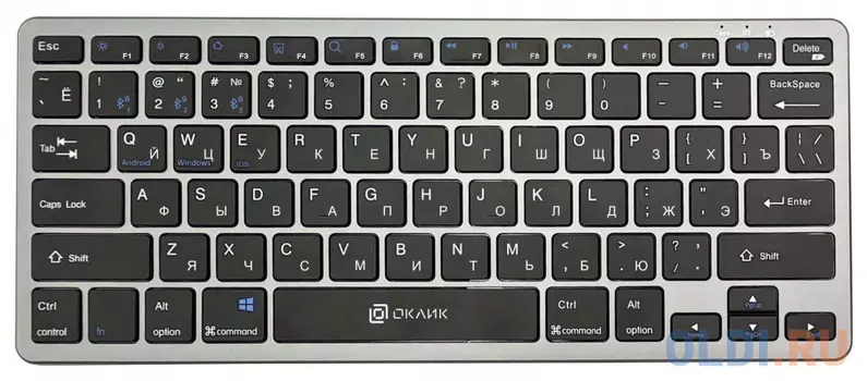Клавиатура Oklick 835S, USB, Bluetooth/Радиоканал, серый + черный [1696467]