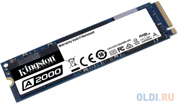 Твердотельный накопитель SSD M.2 1 Tb Kingston A2000 Read 2200Mb/s Write 2000Mb/s 3D NAND TLC SA2000M8/1000G
