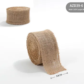 Праздничная рождественская кружевная лента с льняной каймой 3.8CM Dot Style