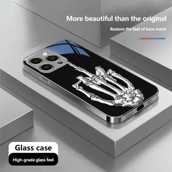 Чехол N148 с рисунком среднего пальца для iPhone 16 15 Pro Max Samsung S24 Ultra A54 A35 Xiaomi Redmi Note 13 12 Pro с покрытием из закаленного стекла for iPhone 6/6S