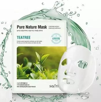 Anskin Secriss Pure Nature Mask Pack- Teatree Маска для лица тканевая с зеленым чаем, 25мл
