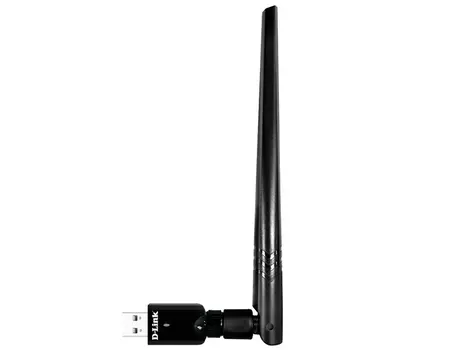 Адаптер Wi-Fi D-link DWA-185, 802.11a/b/g/n/ac, 2.4 / 5 ГГц, до 867 Мбит/с, 18 дБм, USB, внешних антенн: 1x5 дБи (DWA-185/RU/A1A)