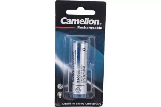 Аккумулятор Camelion ICR18650F-22BP1, 18650, 3.7V 2.2 А·ч, 1 шт. (14720)