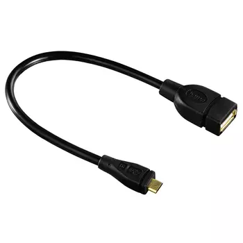 Кабель Micro USB(Bm)-USB(Af), экранированный, 15 см, черный, Hama (H-78426)