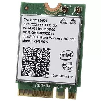 Адаптер Bluetooth+Wi-Fi Intel 7265NGW.AC, 802.11a/b/g/n/ac, 2.4 / 5 ГГц, до 867 Мбит/с, M.2