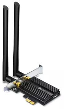 Адаптер Wi-Fi+Bluetooth TP-LINK ARCHER TX50E, AX3000, 802.11a/b/g/n/ac/ax, 2.4 / 5 ГГц, до 2.98 Гбит/с, 20 дБм, PCI-E, внешних антенн: 2