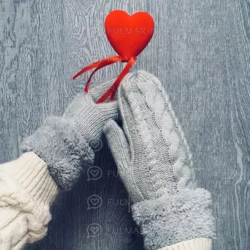 Варежки шерстяные вязаные (цвет: светло-серый)