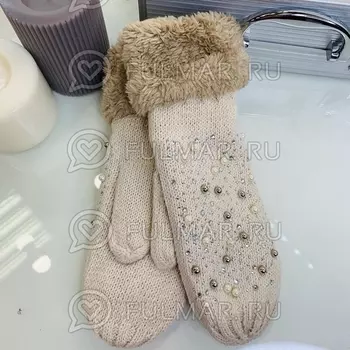 Варежки женские зимние Сияние Молочные
