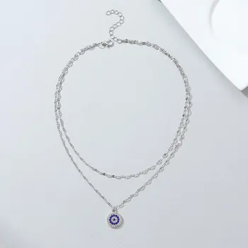 JMXD-Crystal Jewelry Двойное ожерелье с глазом дьявола, модная подвеска из сплава на ключицу золотой