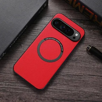 Для Magsafe Магнитный беспроводной зарядный чехол для Google Pixel 9 Pro 9 Pixel 8A 8 Pro Pixel 7A 7 Pro 6A 6 Pro Роскошный простой кожаный чехол For Pixel 9 Pro белый