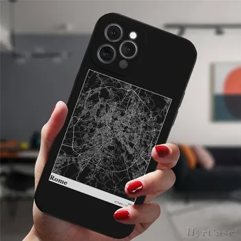 Для Iphone 13 11 12 14 Pro Max Mini Plus Xs Xr Черный чехол Россия Москва Путешествие Страна Город Эскиз Карта Силиконовый защитный чехол For 13 Pro Max