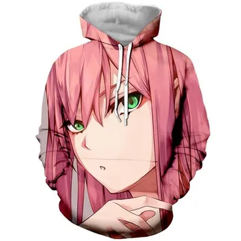 2024 весенне-осенние повседневные толстовки ZERO TWO Anime Darling in the FranXX толстовка с капюшоном с 3D принтом Harajuku модный пуловер S