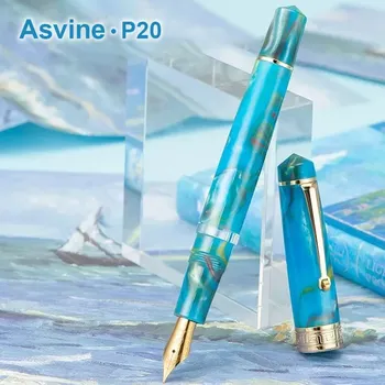 Ручка перьевая Asvine P20 с поршневым наполнителем, ручка с золотым зажимом EF/F/M перо, офисные и школьные канцелярские принадлежности