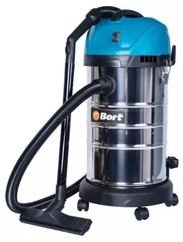 Строительный пылесос Bort BSS-1630-SmartAir, сетевой, 1.6 кВт, влажная, сухая уборка, объем пылесборника 30 л, мешок, диаметр шланга 3.2 см, длина шланга 2 м, 7 кг (91272294)