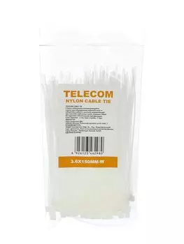 Стяжка Telecom, 150мм x 3.6мм, 100шт., белый (TIE3.6X150MM)