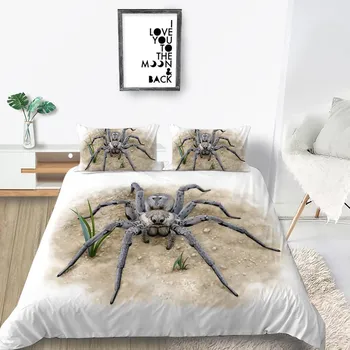 Комплект постельного белья серии 3D Spider, одеяло и наволочка со страшным червячным пухом, 2/3 кусочка ткани из микрофибры, полноразмерное моющееся украшение для дома Baby 100x135cm