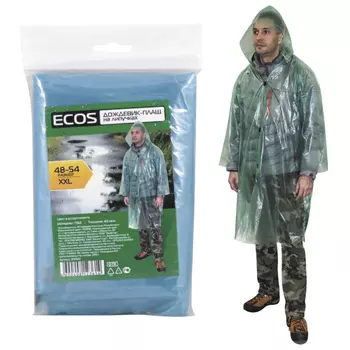 дождевик-плащ ECOS на липучках XXL ПВД