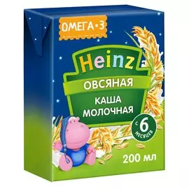 Кашка молочная Heinz с Омега 3 овсяная, 200 мл, с 6 месяцев