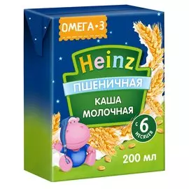 Кашка молочная Heinz с Омега 3 пшеничная, 200 мл, с 6 месяцев