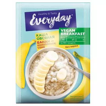 Каша овсяная Everyday банан-конопляное семя, 36 г