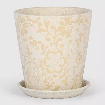 Кашпо керамическое для цветов Shine Pots 13x15см белый+узор