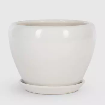 Кашпо керамическое для цветов Shine Pots 16x12см белое глянец
