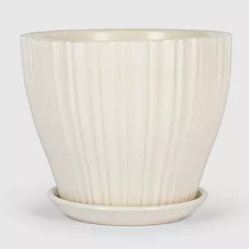 Кашпо керамическое для цветов Shine Pots 20x17см белое глянец