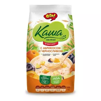 Каша ОГО! овсяная с абрикосом и черносливом, 350 г