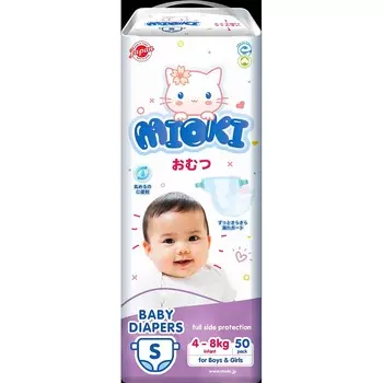Подгузники детские Mioki S 4-8 кг 50 шт