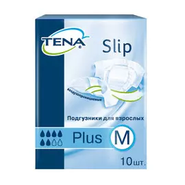 Подгузники для взрослых дышащие ТЕНА Слип Плюс (TENA Slip Plus) размер M (70-110 cm) 10 шт