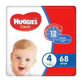 Подгузники Huggies Classic 4 (7-18 кг) 68 шт