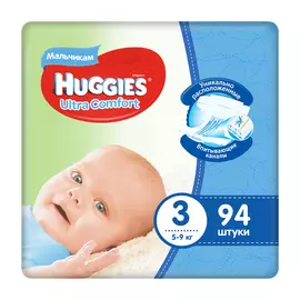 Подгузники Huggies Ultra Comfort для мальчиков 3 (5-9 кг) 94 шт