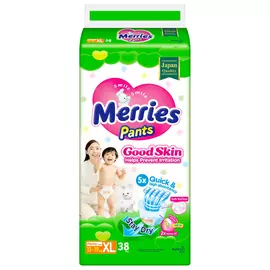 Подгузники-трусики Merries Good skin XL / 5 (12-19кг), 38 шт, по японским технологиям