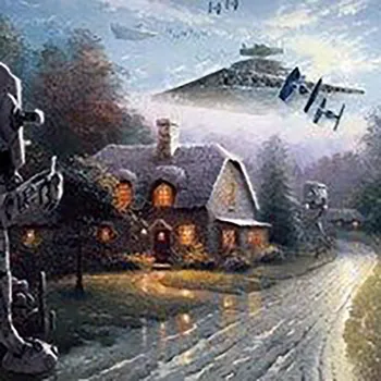 5D алмазная живопись Зимняя Алмазная вышивка Снежный пейзаж Рукоделие Полный круглый дрель Пейзаж Мозаика Вышивка крестиком Настенный декор Full Round 20x20CM