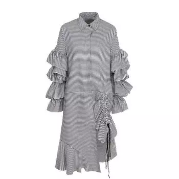 Хлопковое платье-рубашка с оборками PREEN by Thornton Bregazzi