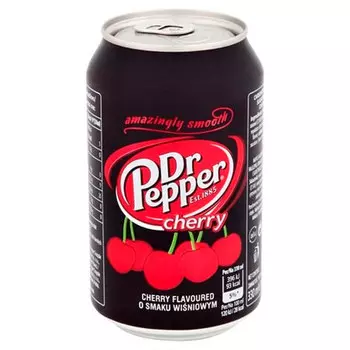 Dr.Pepper / Доктор Пеппер Cherry Вишня 0.33 литра, ж/б, 24 шт. в уп.