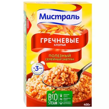 Хлопья Мистраль гречневые 400 гр