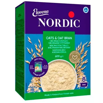 Хлопья Nordic овсяные с отрубями 600 гр