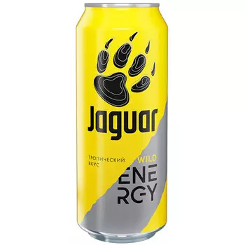 Энергетический напиток Jaguar Wild со вкусом тропических фруктов 0.45 литра, ж/б, 12 шт в уп.