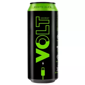 Энергетический напиток Volt Energy со вкусом манго и лайма 0,45 литра, ж/б, 24 шт. в уп.