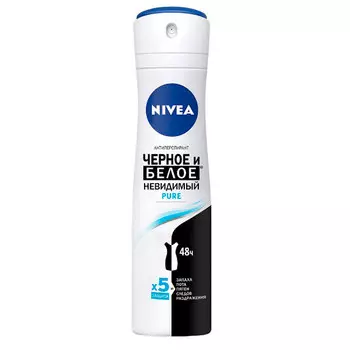 Дезодорант спрей Nivea Pure невидимый для чёрного и белого женский 150 мл