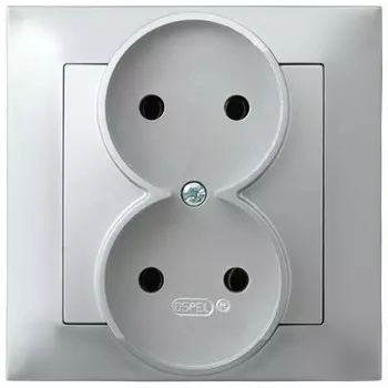 Ospel Impresja Серебро Розетка 2-я б/з, с рамкой GP-2Y/18