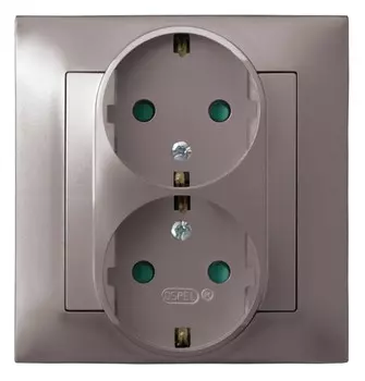 Ospel Impresja Титан Розетка 2-я с/з Schuko со шторками, с рамкой GP-2YSP/23