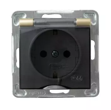 Ospel Impresja Золотой металлик Розетка 1-ая с/з IP44 с крышкой Schuko, без рамки GPH-1YS/m/28/d
