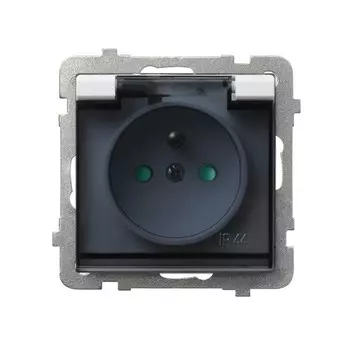 Ospel Sonata Белый Розетка 1-ая с/з IP44 польск.станд, со шторками, без рамки GPH-1RZP/m/00/d