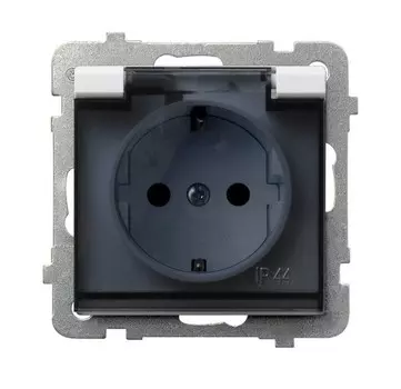 Ospel Sonata Белый Розетка 1-ая с/з IP44 с крышкой Schuko, без рамки GPH-1RS/m/00/d