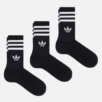 Комплект носков adidas Originals 3-Stripes Crew 3-Pack, цвет чёрный, размер 43-45 EU