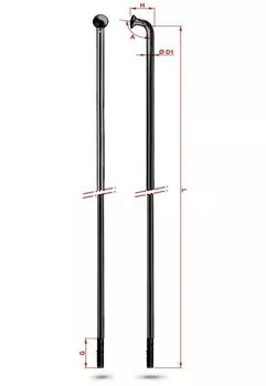 Спица велосипедная Rodi Double Butted Oxidised, без ниппеля, 2,0x1,8x2,0X270 мм, чёрный,