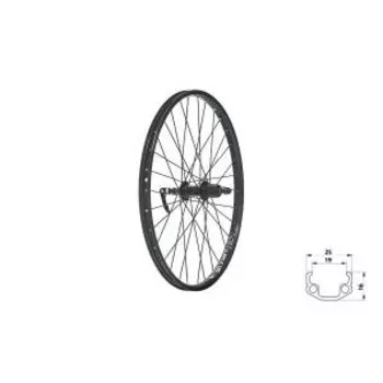 Колесо велосипедное KELLY'S WASPER CASSETTE V-brake R, заднее, 24", под ободной тормоз, чёрный, Wheel rear KLS WASPER