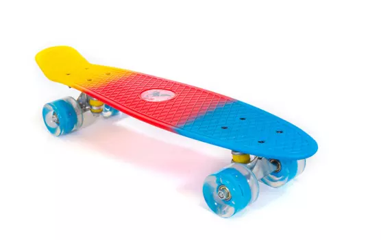 Скейтборд мини TRIX, 22" (56 см), пластик, синий/красный/желтый, SKTX002BLBRY